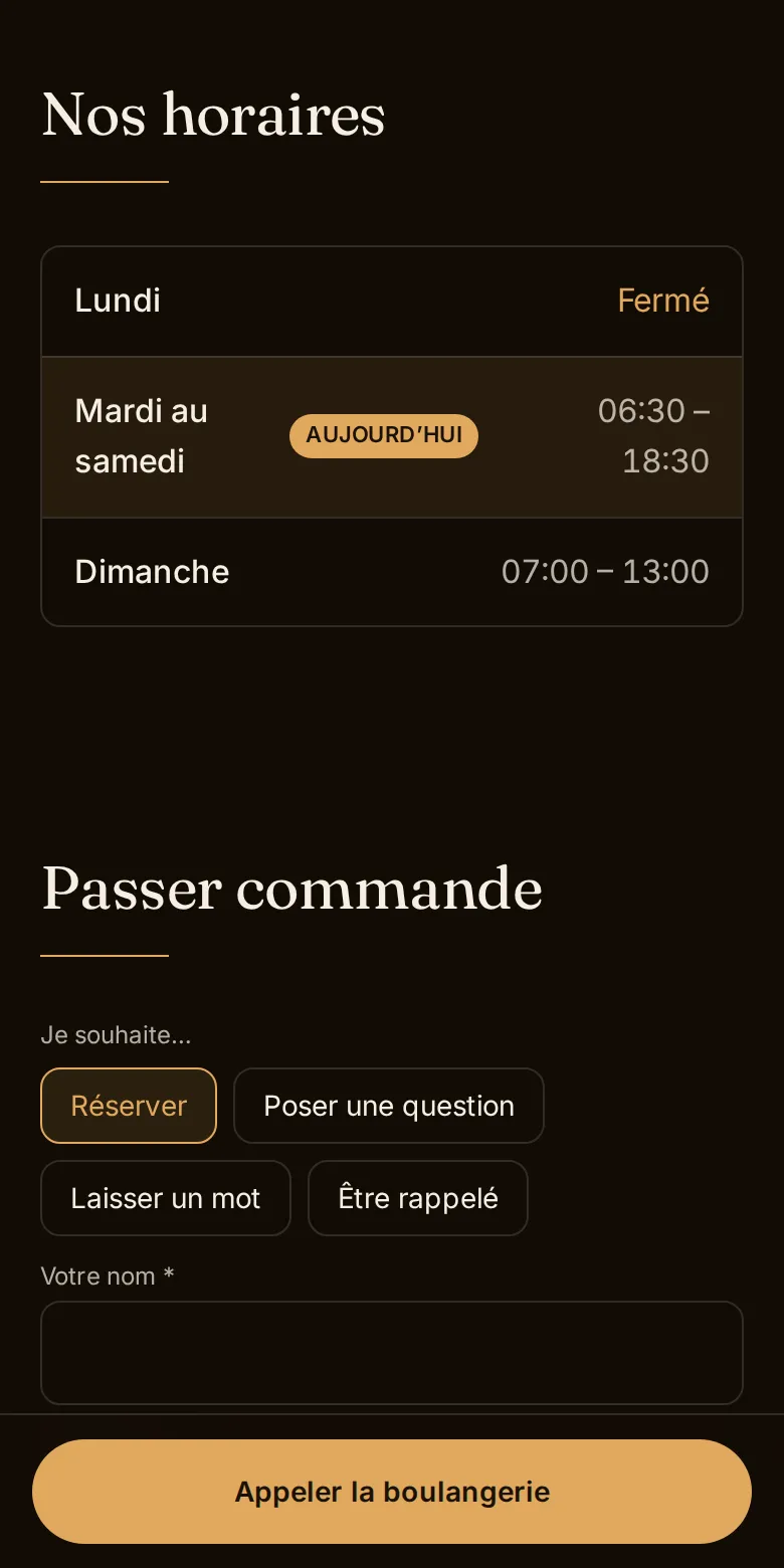 La même démo sur téléphone : les horaires de la semaine